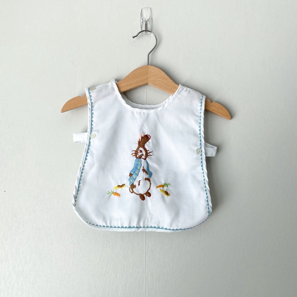 Vintage Embroidered Peter Rabbit 100% Cotton Bib Vest 6-9M
